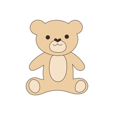 Simple Childish Doodle Teddy Bear Character Icon. Cartoon Small Funny Animal Toy Pet Art. 