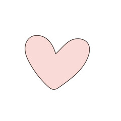 Doodle Simple Heart Shape Icon. Wedding Party Simple Decoration. Romantic Lovely Symbol Silhouette Isolated on White background. Birthday Party Decoration. Bridal Greeting Card Invitation Part.