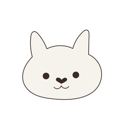 Cute Doodle Outline Cat Carton Character Icon. Funny Little Kitty Portrait. Decoration for Nursery or Baby Shower Party Event. 