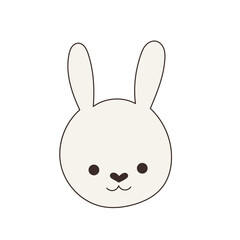 Funny Cute Doodle Bunny. Small cartoon Rabbit Character. Baby Nursery Decoration Design. Kid Clothing Textile Element, White Hare with Egg Symbol