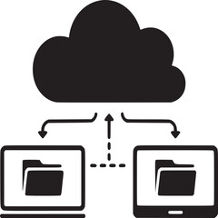 Illustration of cloud computing with devices and file sharing concept