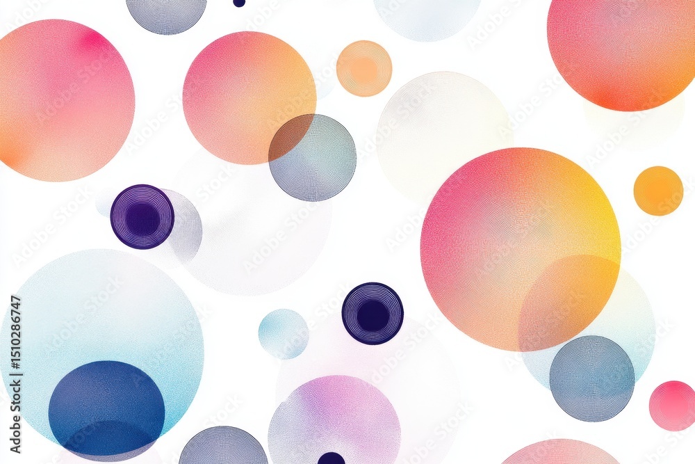 Poster abstract bubbles: a modern artistic composition showcasing a colorful array of translucent circles. 