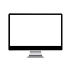 Computer monitor display with empty screen isolated on transparent background.