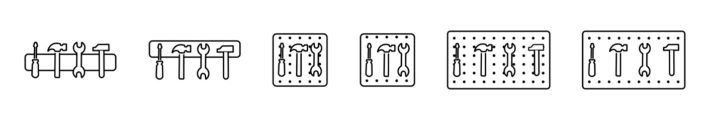 Wall-Mounted Toolbox with Organized Tools – Minimal Linear Vector Illustration