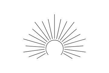 Vintage sunburst continuous one line drawing minimalism design