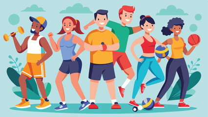 Diverse Group of Young Adults Engaging in Various Sports and Fitness Activities with Energetic Vigor