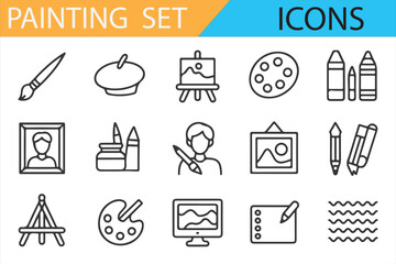 Artist Icon Set for Educational Content in Fine Arts and Crafts