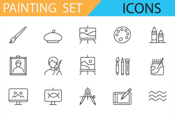 Artistic Brushes, Palette, and Tools Icons for Visual Designers