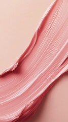 Close-up of smooth pink cosmetic cream or makeup foundation smeared on a soft beige background. Generative AI