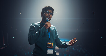 Indian Entrepreneur in Glasses Shares an Insightful Talk on Technology and Leadership at a...