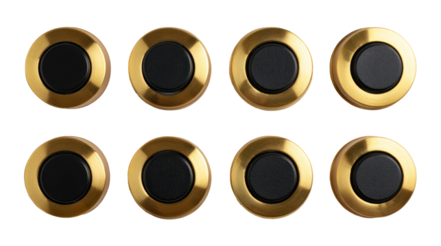  Nine Gold and Black Light Switches Isolated on Transparent Background