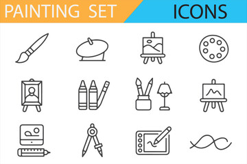 Creative Painting Set Icons for Art Tutorials and Classes