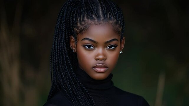 Portrait of a Young Woman with Braids