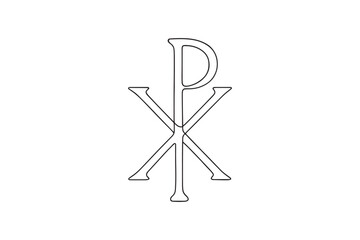 Obraz premium Christian Chi Rho continuous one line drawing minimalism design