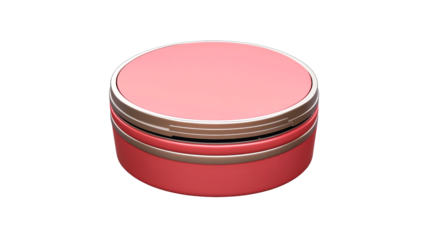 Round container mockup, pink and gold color scheme, cut out transparent