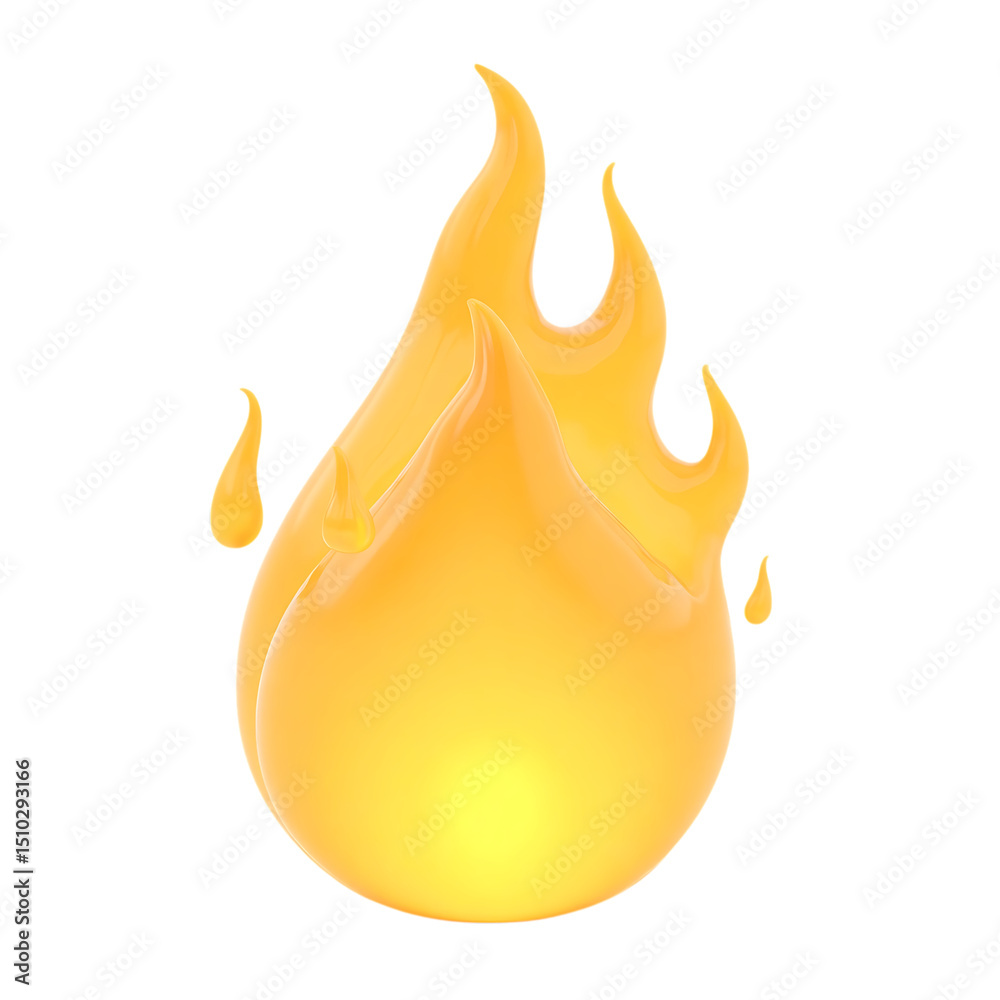 Fototapete stylized flame isolated on transparent background in 3d rendering