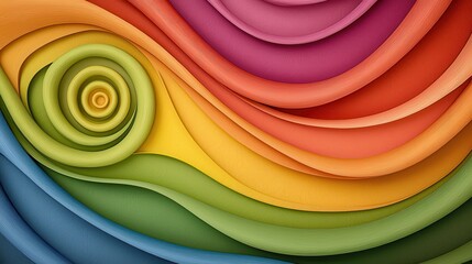 Abstract Rainbow Wooden Swirls Vibrant Layered Texture Art