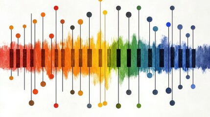 Abstract Rainbow Piano Keyboard Paint Splatter Art
