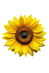 Fototapeta premium Isolated sunflower close up botanical flower image for bright home design visuals