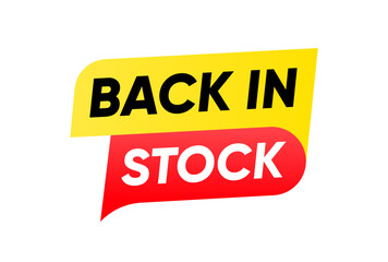 Back in Stock Announcement Banner Label Isolated Vector Design