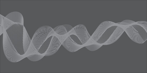 Abstract black and white wave pattern with digital lines and smooth curves background