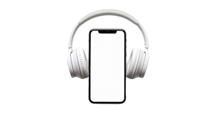 mobile phone with headphone  isolated on white background