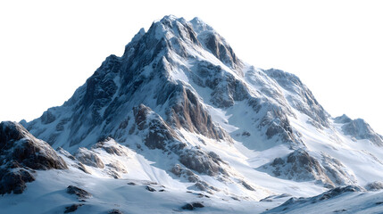 Obraz premium Majestic snow covered mountain range under soft light depicting the vastness of nature isolated on white transparent background PNG cutout