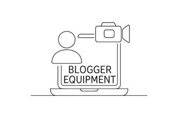 Fototapeta premium Blogger Equipment icon continuous one line drawing minimalism design