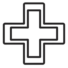 Obraz premium Bold black outline cross medical healthcare symbol icon