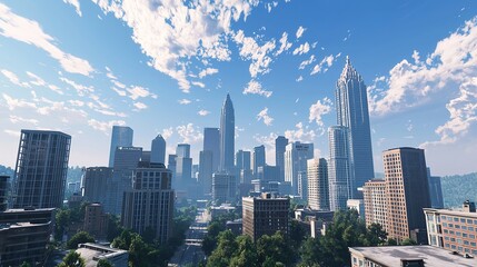 Obraz premium Downtown Atlanta Skyline Showing Several Prominent Buildings