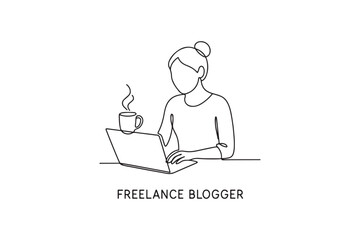 Freelance Blogger icon continuous one line drawing minimalism design