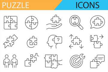 Puzzle Icons for Business and Teamwork Collaboration Visuals