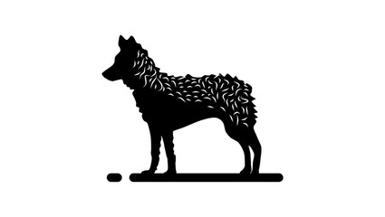 Mudi dog, black isolated silhouette