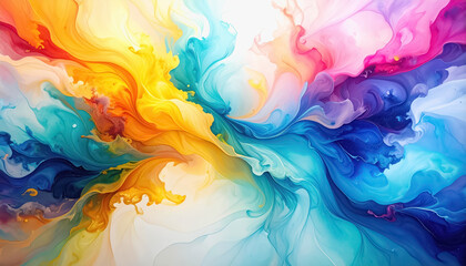 Colorful paint swirling and blending seamlessly to evoke movement and energy in a soft focus artistic approach