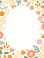 Floral Frame Border: Orange, Peach, Green
