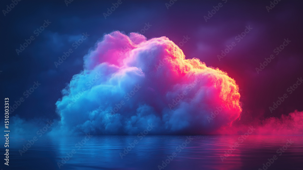 Wall mural cloud storage concept highlighting digital service features and remote data accessibility