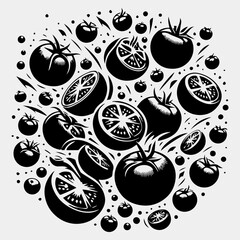 A colorful tomato sketch vector with a fine texture for culinary and healthy meals