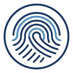 Abstract fingerprint icon circular design blue lines