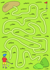 Golf maze graphic color sketch illustration vertical vector 