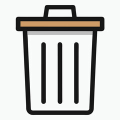 Simple line art trash can icon waste recycling delete