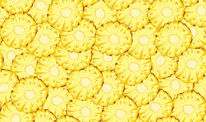 Fototapeta premium Seamless pattern of pineapple slices. Vector design for packaging, cover, banner and textile.