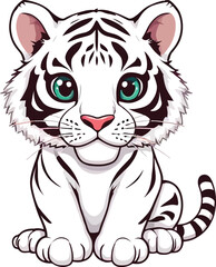 Cute cartoon a illustrator vector white tiger