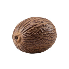 Fototapeta premium Whole nutmeg, 3/4 view, against a clean transparent plain isolated background, sharp contours and no shadows, showcasing lifelike accuracy. Concept for food ingredient photography