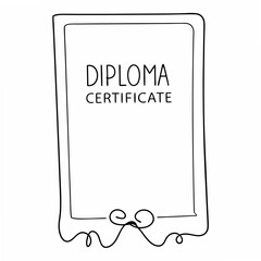 Elegant hand drawn diploma certificate template outline with transparent background suitable for numerous design projects