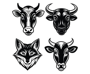 Cow Head Vintage Emblem Illustration.