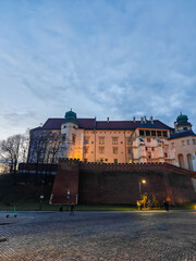 Wawel Castle complex in Krakow, Evening time