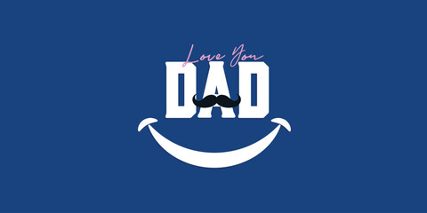 Father's Day love fun joy theme tie and happy symbol logo mnemonic typo Social Media Creative concept idea post web banner poster template greetings card art design 