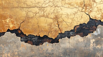 Obraz premium Gold-cracked wall texture