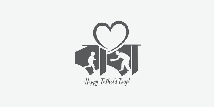 Father's Day Bangla logo mnemonic typo love between son and dad Social Media Creative concept idea post web banner poster template greetings card art design 