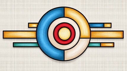 Abstract Geometric Concentric Circles Artwork with Textured Background